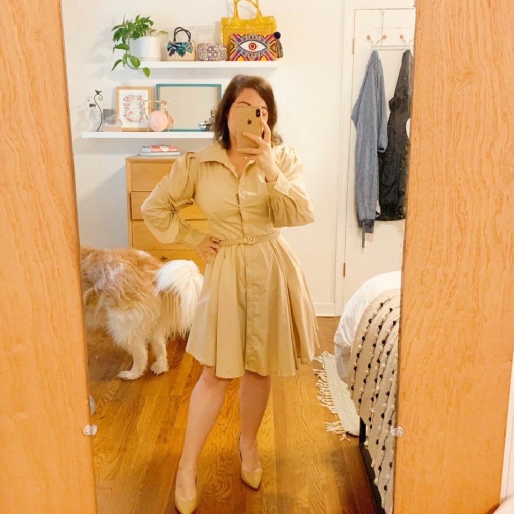 Tan shirt dress
